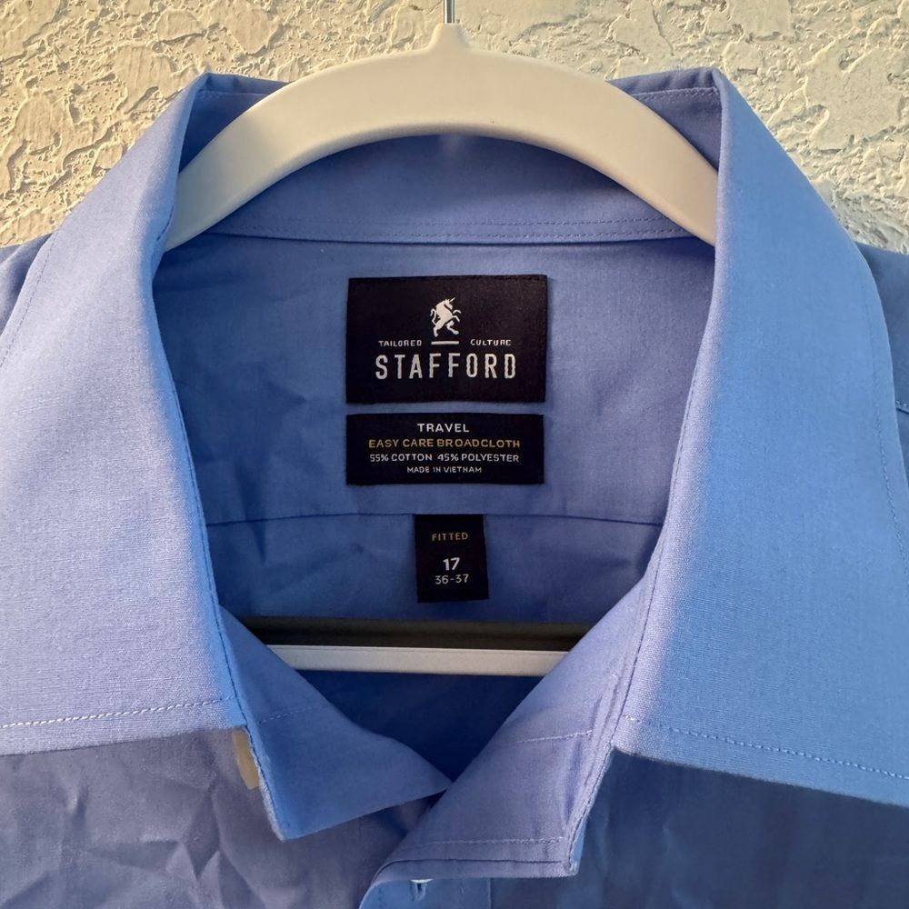 Stafford Men's Blue Dress Shirt - Picture 2 of 4